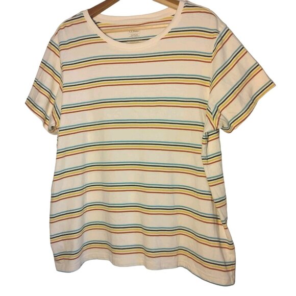 L.L. Bean Tops - LL Bean Rainbow Striped T Shirt Women Plus Size 1X Natural Off White Pride